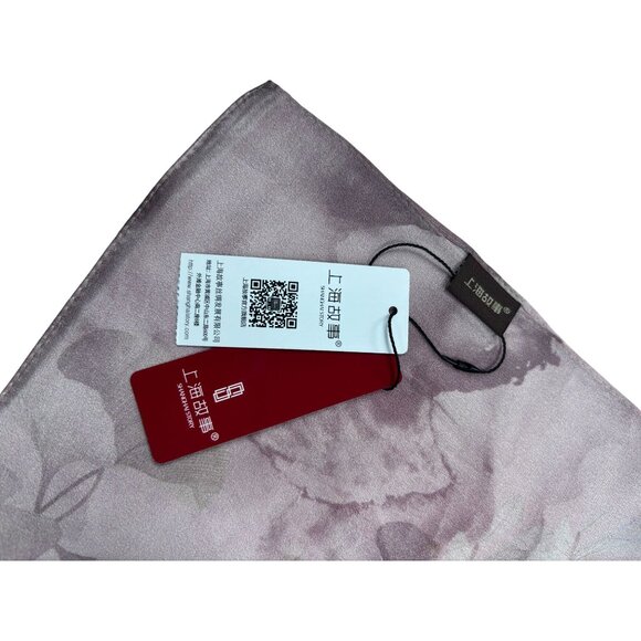 Elegant Floral Silk Scarf In Pastel Lavender & Pink Tones 170cm X 50cm - Picture 3 of 7